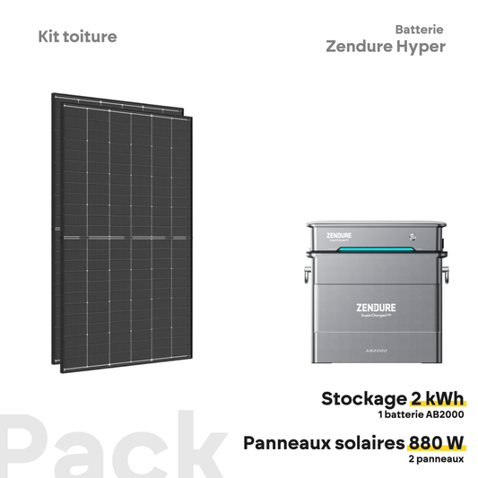 Pack kit solaire toiture Plug & Play + Zendure Hyper 2000