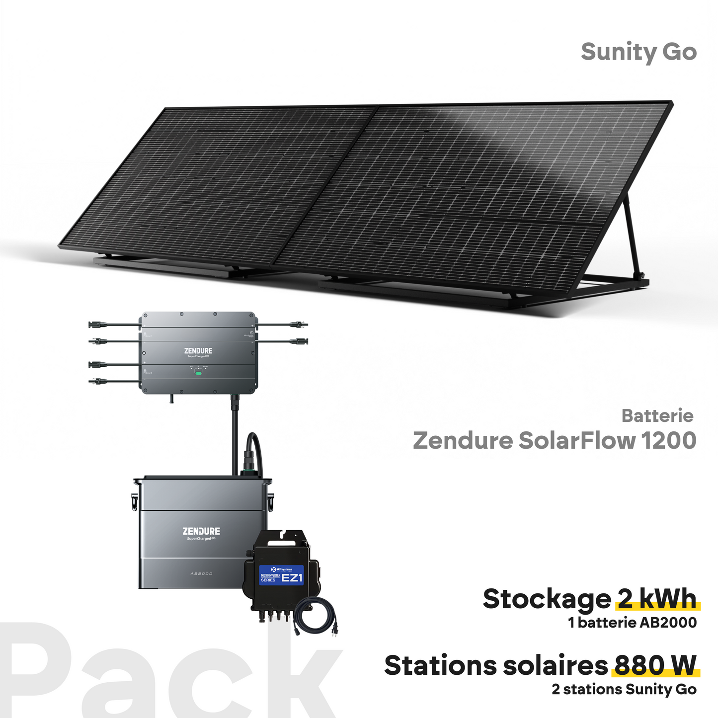 Pack Sunity Go Plug and Play + Batterie Zendure Solarflow 1200